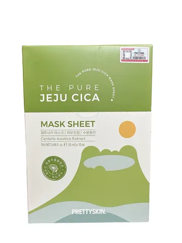 Mặt Nạ Rau Má Pretty Skin The Pure Jeju Cica Mask - Hộp 10 Miếng Dưỡng Da, Giảm Mụn, Làm Dịu Da Kích Ứng, Xuất Xứ Hàn Quốc