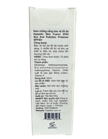 Kem Chống Nắng Hyaestic Skin Fusion SF64 - SPF50+ Bảo Vệ Da Chống Tia UV và Ô Nhiễm (50ml)