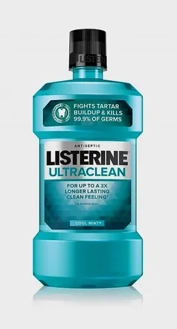 Nước Súc Miệng Listerine Ultraclean Cool Mint 1,5L - Diệt Khuẩn Hiệu Quả, Hơi Thở Thơm Mát, Chăm Sóc Răng Miệng An Toàn