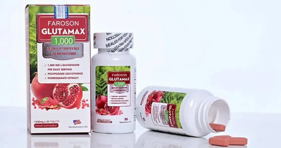 Viên uống trắng da Faroson Glutamax 1000 - Giảm nám, Chống nắng, L-Glutathione 1000mg, Vitamin C, Mỹ - Đẹp da, Khỏe mạnh