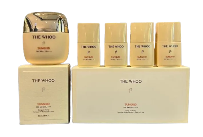 Set Kem Chống Nắng Whoo Gong Jin Hyang Sunquid UV Protective Lotion (SPF 50+/PA++++) - 50ml + 4 x 13ml, Chống Oxy Hóa, Dưỡng Ẩm Da