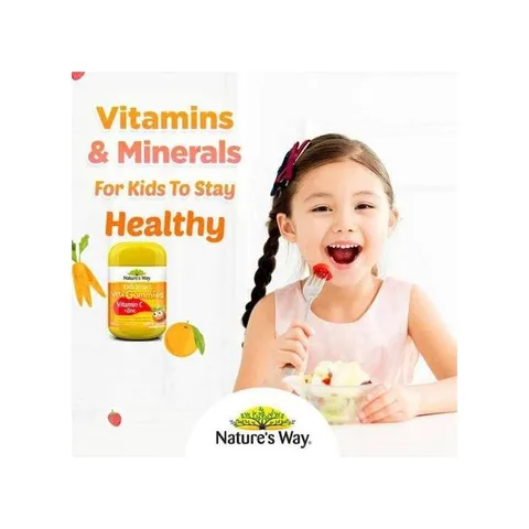 Kẹo Dẻo Bổ Sung Vitamin C và Kẽm Nature's Way - Kids Smart 60 Viên, Hương Vị Cam Ngon, Tăng Cường Đề Kháng Cho Trẻ Từ 2 Tuổi