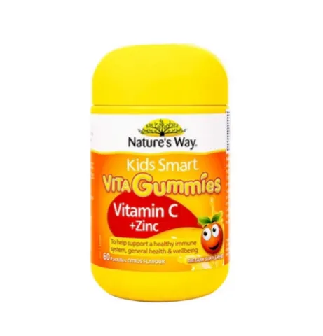 Kẹo Dẻo Bổ Sung Vitamin C và Kẽm Nature's Way - Kids Smart 60 Viên, Hương Vị Cam Ngon, Tăng Cường Đề Kháng Cho Trẻ Từ 2 Tuổi