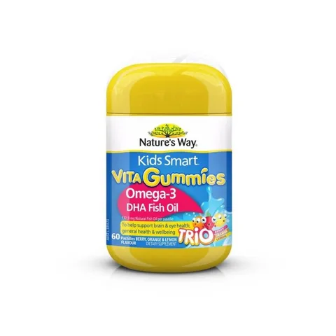 Kẹo dẻo Omega 3 DHA Nature's Way Kids Smart 60 viên - Bổ sung dinh dưỡng cho trẻ từ 2 tuổi, tăng cường trí não và sức đề kháng