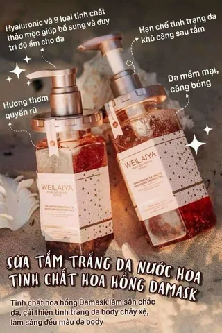 Sữa Tắm Cánh Hoa Hồng Weilaya 500ml - Dưỡng Ẩm Căng Mịn, Hương Thơm Quyến Rũ, Phù Hợp Mọi Loại Da