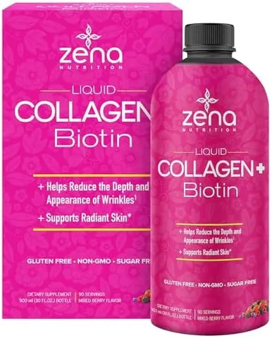 Nước Uống Collagen + Biotin Zena 900ml - Cấp ẩm, Trẻ Hóa Da, Ngăn Rụng Tóc, Xuất Xứ Mỹ, Phục Hồi Độ Mịn Màng Da