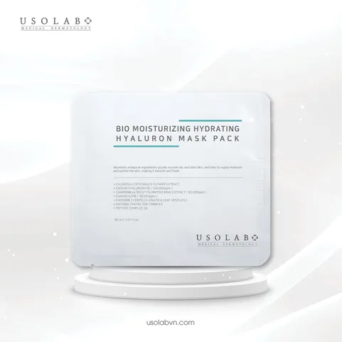 Mặt Nạ Cấp Nước Usolab Bio Moisturizing Hydrating Hyaluron - Giải Pháp Dưỡng Ẩm Tối Ưu Cho Da Khô, Lão Hóa, 10 Miếng
