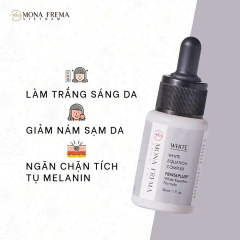 Serum làm trắng da Mona Frema White Equation 30ml - Chứa 2% Vitamin C, làm sáng và đều màu da, phù hợp cho mọi loại da