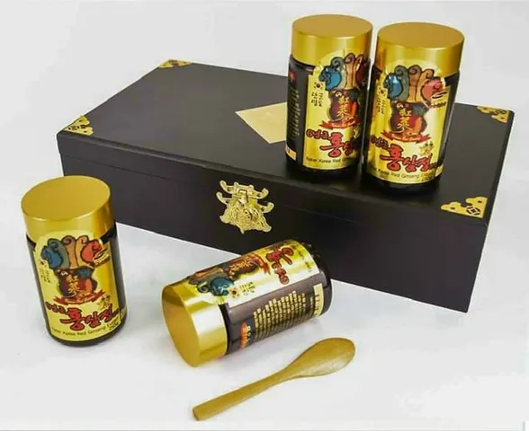 Cao Hồng Sâm 6 Năm Tuổi Hàn Quốc Hộp Gỗ Cao Cấp - Set 4 Lọ Bổ Sung Sức Khỏe, Giảm Căng Thẳng, Tăng Cường Sinh Lực
