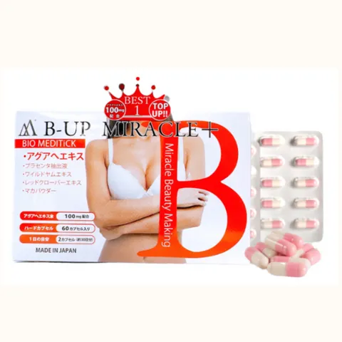 Viên Uống Nở Ngực Mông B-UP Miracle+ Nhật Bản - Tăng Cường Phát Triển Vòng 1 Vòng 3 Săn Chắc Tự Nhiên (Hộp 60 Viên)