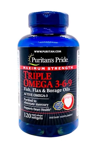 Viên uống Omega 3 6 9 Puritan's Pride 120 viên - Hỗ trợ sức khỏe tim mạch và miễn dịch từ Mỹ