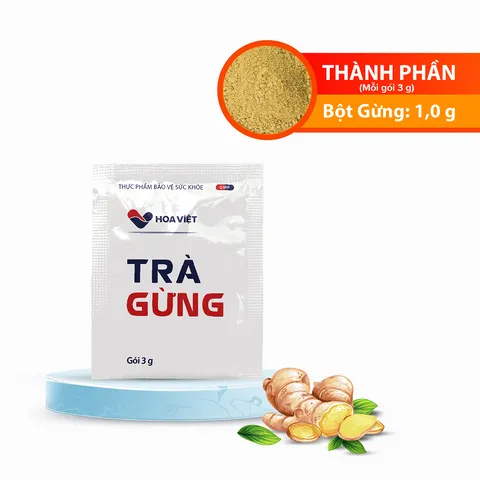 Trà Gừng Hoa Việt - Giảm Đầy Hơi, Tăng Cường Miễn Dịch, Hộp 20 Gói - Thảo Dược Tự Nhiên Giúp Tiêu Hóa và Làm Ấm Cơ Thể