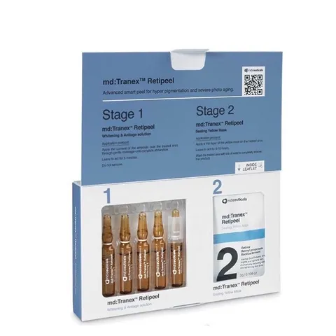 Bộ Peel Trị Nám MD:Ceuticals MD Tranex Retipeel 5 Ống + 5 Mặt Nạ - Làm Sáng Da, Cải Thiện Kết Cấu Da, Giảm Nếp Nhăn