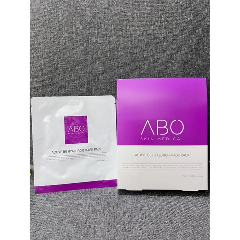 Mặt nạ cấp ẩm ABO Active B5 Hyaluron - Hộp 10 miếng x 25ml, Giúp phục hồi da, giảm kích ứng, làm sáng da, Thương hiệu Abo Skin Medical