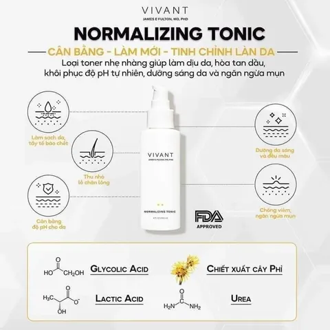 Toner Tẩy Tế Bào Chết Vivant Normalizing Tonic 118ml - Giải Pháp Cho Da Dầu Mụn, Cân Bằng, Làm Sáng, Làm Mềm Da