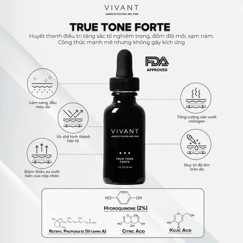 Serum Vivant True Tone Forte 30ml - Ngừa Lão Hóa, Làm Sáng Da, Đều Màu Da - Tinh Chất Chống Tăng Sắc Tố Nghiêm Trọng