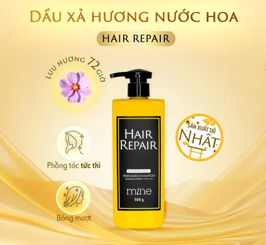 Dầu Gội Hương Nước Hoa Mine 500g - Phục Hồi Hư Tổn Tóc, Nuôi Dưỡng Mái Tóc Mềm Mượt Với Hương Hoa Anh Đào Nhật Bản
