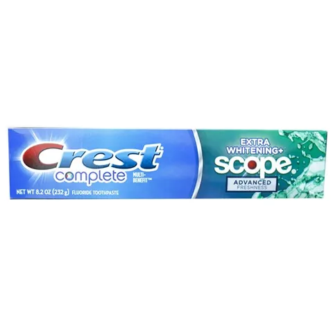 Kem Đánh Răng Crest Complete Extra Whitening Scope 232g - Chống Sâu Răng, Làm Trắng Tối Ưu, Hơi Thở Thơm Mát