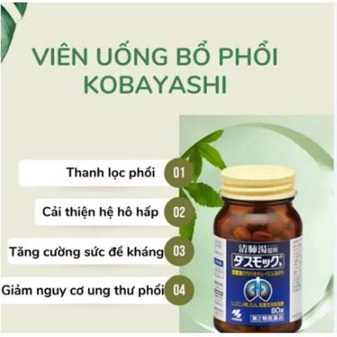 Viên Uống Bổ Phổi Kobayashi Nhật Bản 80 Viên - Hỗ Trợ Thanh Lọc Phổi, Cải Thiện Hô Hấp, Bảo Vệ Khỏi Ô Nhiễm