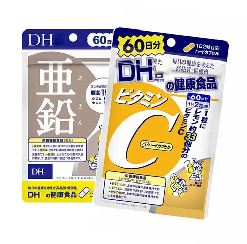 Combo Viên uống DHC Vitamin C và Kẽm ngừa mụn Mờ thâm 60 Ngày - Làm đẹp da và cải thiện tình trạng mụn