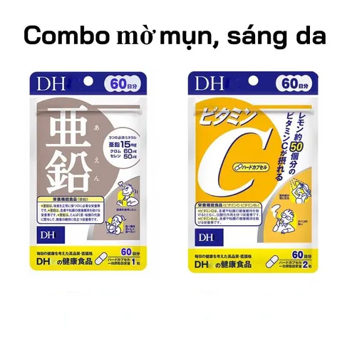 Combo Viên uống DHC Vitamin C và Kẽm ngừa mụn Mờ thâm 60 Ngày - Làm đẹp da và cải thiện tình trạng mụn