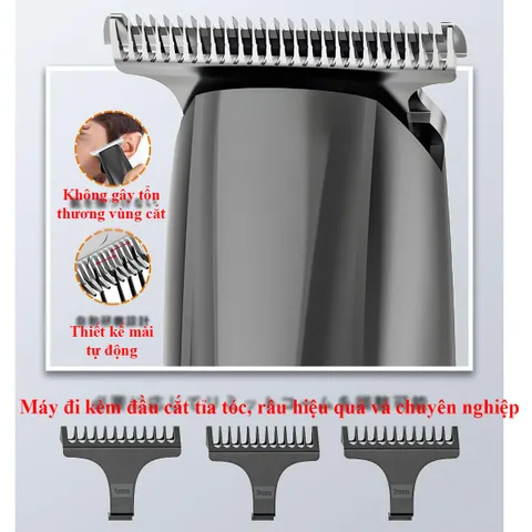 Máy cạo râu sạc Pin Vellope Nhật Bản 3 in 1 - Cắt tóc, tỉa lông cơ thể, chống nước, chuyên nghiệp, tiện lợi