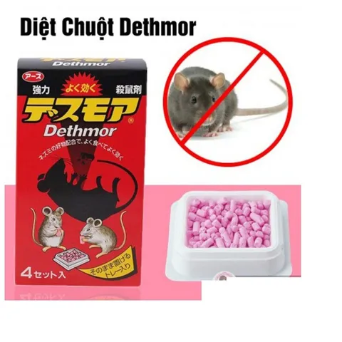 Viên diệt chuột Nhật Bản Dethmor - Hộp 4 gói, hiệu quả diệt chuột từ từ, an toàn cho gia đình, sản phẩm của Earth Chemical.