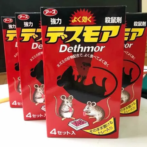 Viên diệt chuột Nhật Bản Dethmor - Hộp 4 gói, hiệu quả diệt chuột từ từ, an toàn cho gia đình, sản phẩm của Earth Chemical.