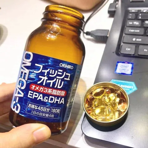 Dầu Cá Omega 3 EPA & DHA Orihiro Nhật Bản Hộp 180 Viên - Bổ Mắt, Tăng Cường Trí Não, Giảm Mệt Mỏi, Giúp Cơ Thể Khỏe Mạnh