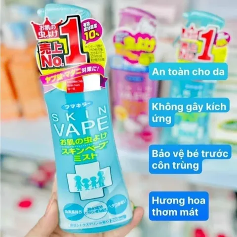 Xịt Chống Muỗi Và Côn Trùng Skin Vape Nhật Bản 200ml - An Toàn Cho Bé Từ 6 Tháng, Chiết Xuất Thực Vật, Không Gây Dị Ứng