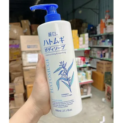 Sữa Tắm Dưỡng Da Hatomugi 800ml Nhật Bản - Giúp Làm Sáng Da, Cung Cấp Độ Ẩm, Loại Bỏ Tế Bào Chết, Dành Cho Mặt và Body
