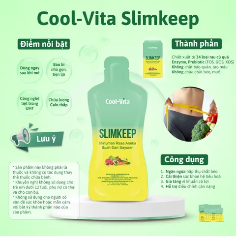 Nước Uống Enzyme Slimkeep Cool-Vita Hỗ Trợ Giảm Cân 315ml - Tăng Cường Miễn Dịch và Tiêu Hóa Từ 34 Loại Trái Cây