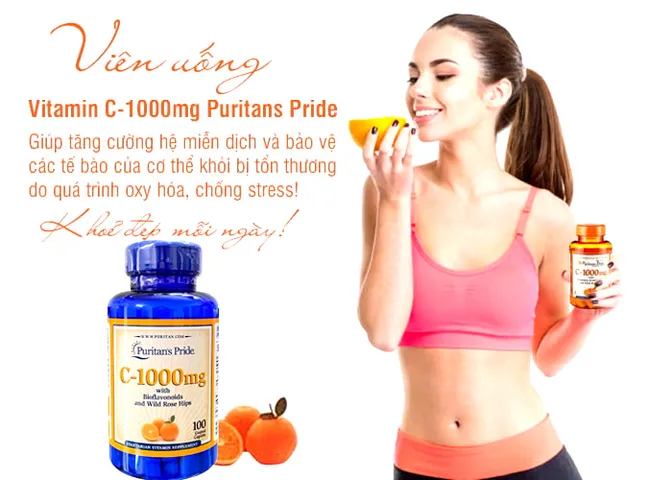 Viên Uống Vitamin C 1000mg Puritan's Pride 100 Viên - Tăng Cường Đề Kháng, Làm Đẹp Da, Hỗ Trợ Miễn Dịch Từ Mỹ