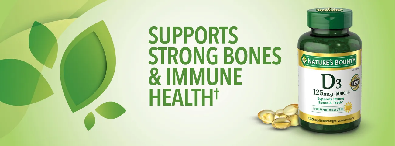 Viên uống Vitamin D3 Nature's Bounty 125mcg - Bổ sung Vitamin D cho sức khỏe xương khớp và hệ miễn dịch - Hàng Mỹ chính hãng