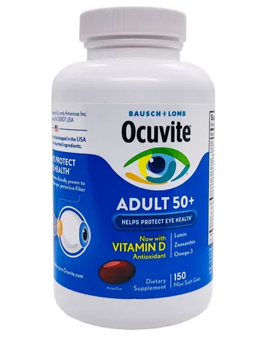 Viên uống bổ mắt Ocuvite Adult 50+ - Sản phẩm bảo vệ mắt cho người lớn 150 viên, tăng cường thị lực và chống lão hóa mắt.