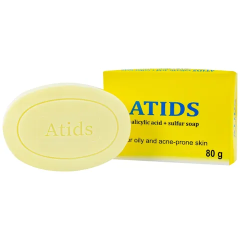 Xà phòng ATIDS 80g - Giảm mụn lưng, ngứa da với 2% Salicylic Acid và Sulfur - Sản phẩm chăm sóc da dầu, mụn hiệu quả từ Hàn Quốc
