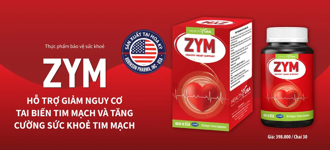 Viên uống hỗ trợ tim mạch và huyết áp ZYM - Bảo vệ sức khỏe tim mạch, giảm nguy cơ tai biến, nhập khẩu chính hãng Mỹ