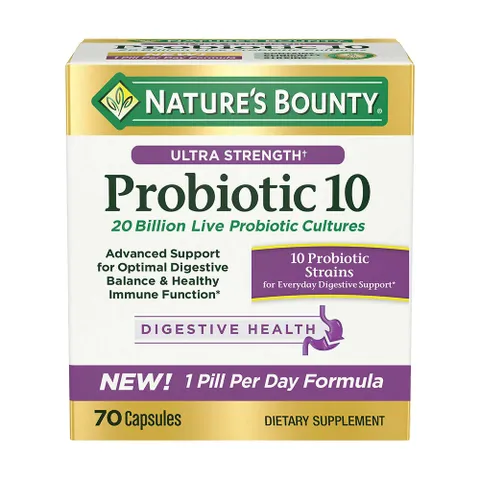 Viên uống hỗ trợ tiêu hóa Nature’s Bounty Probiotic 10 - Bổ sung lợi khuẩn cho hệ tiêu hóa, tăng cường sức khỏe đường ruột (70 viên)