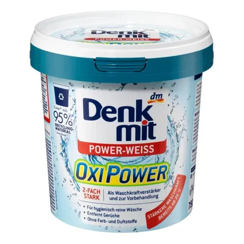 Bột Tẩy Vết Bẩn Làm Trắng Quần Áo Denkmit Oxi Power 750g - Sạch Sâu, Bảo Vệ Sợi Vải, Khử Mùi Hiệu Quả