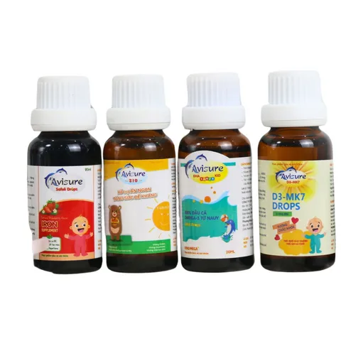 Bộ Tứ Vitamin D3MK7, Kẽm, Sắt, DHA Avisure cho Bé Phát Triển Toàn Diện, Tăng Cường Sức Khỏe và Trí Não