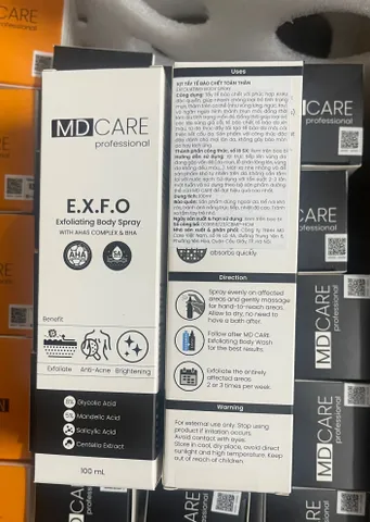 Xịt Tẩy Tế Bào Chết Body MD Care AHA & BHA E.X.F.O 100ml - Giúp Làm Sạch Da, Ngăn Ngừa Mụn, Cải Thiện Kết Cấu Da
