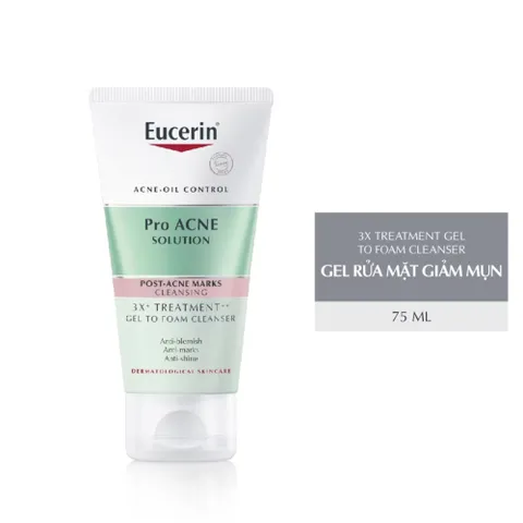 Sữa Rửa Mặt Eucerin Pro Acne Solution 3X Gel Foam - Giảm Mụn, Làm Sạch Sâu, Phù Hợp Cho Da Mụn Viêm, Chăm Sóc Da Mặt