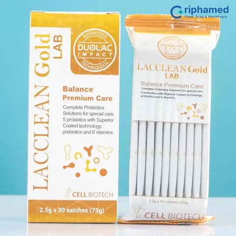 Men vi sinh Lacclean Gold LAB - Bổ sung lợi khuẩn đường ruột, hỗ trợ tiêu hóa, giảm triệu chứng rối loạn dạ dày, 30 gói 2.5g