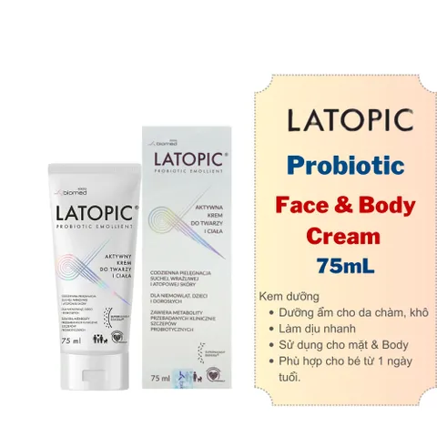 Kem Dưỡng Mặt & Toàn Thân Latopic 75mL - Giúp Cấp Ẩm, Dưỡng Da Khô, Da Dị Ứng, Không Hương Liệu, An Toàn Cho Trẻ Em