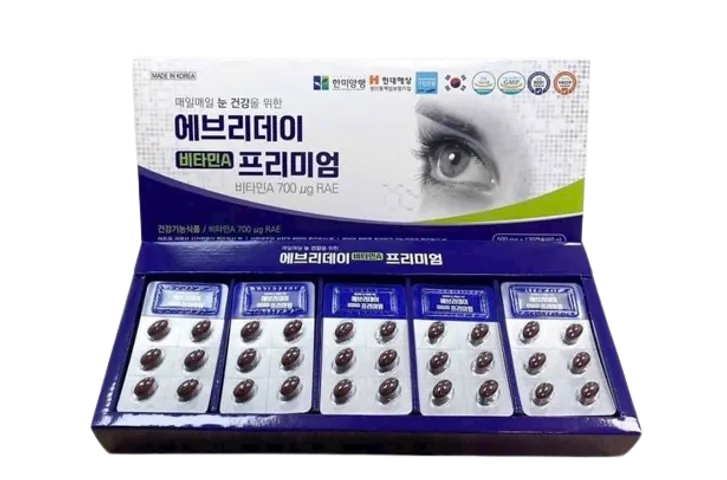 Viên uống bổ mắt Hanmi Everyday Vitamin A Premium 120 viên - Tăng cường sức khỏe mắt, giảm mỏi mắt, hỗ trợ thị lực cho mọi lứa tuổi