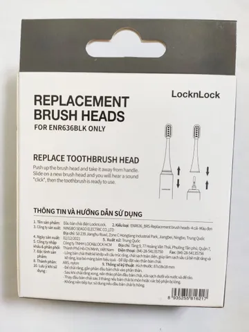 Đầu Bàn Chải Điện LocknLock ENR636 Thay Thế - 4 Cái Cho Bàn Chải Đánh Răng Sạch Sẽ, Loại Bỏ Mảng Bám Hiệu Quả
