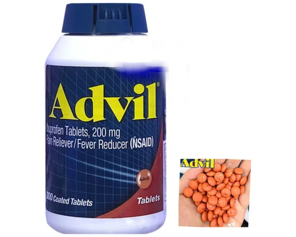 Viên uống giảm đau Advil 200mg - Hỗ trợ giảm đau đầu, đau lưng, hạ sốt - 300 viên nhập khẩu Mỹ