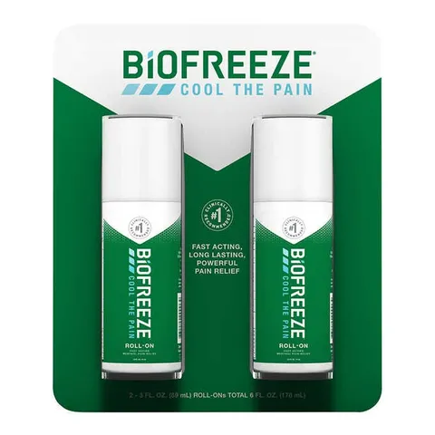 Set Dầu Lạnh Xoa Bóp Giảm Đau Biofreeze Roll On 89ml x2 Chai - Giảm Đau Khớp, Đau Cơ Hiệu Quả, Không Chứa Paraben, Nhập Mỹ
