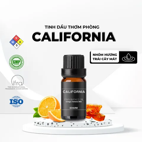 Tinh Dầu Thơm Phòng California iCHARM - Hương Tươi Mát, Sảng Khoái, Khử Mùi - Thích Hợp Cho Spa, Khách Sạn, Home Decor
