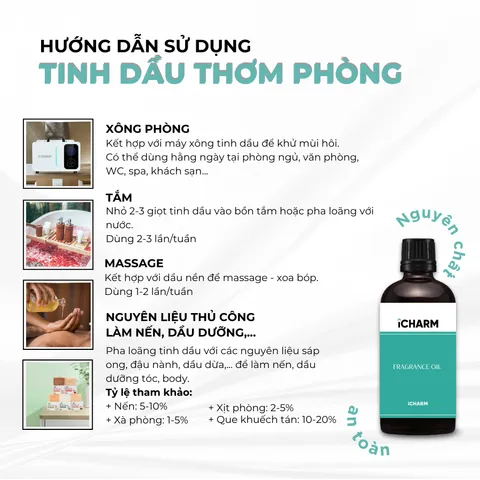 Tinh Dầu Thơm Phòng Ocean iCHARM - Hương Tươi Mát Thư Giãn, Khử Mùi, Tăng Cường Tập Trung - Sản Phẩm Cao Cấp Cho Mọi Không Gian